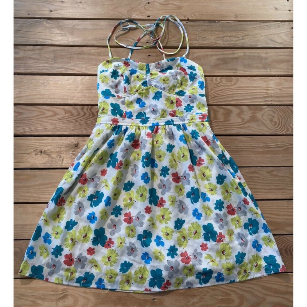 🆕 American Eagle Floral Sundress Straps with Blue, Lime Flowers